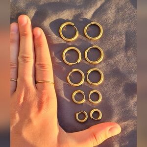 18k Plated Stainless Steel Hoop Earrings 5 pairs